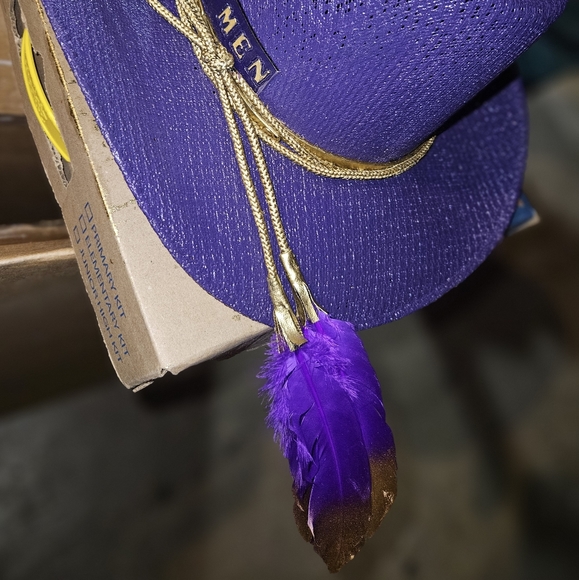 "The Purple Cowboy"Omega Men EditionPurple Men's Straw Cowboy hat with gold - Picture 10 of 12